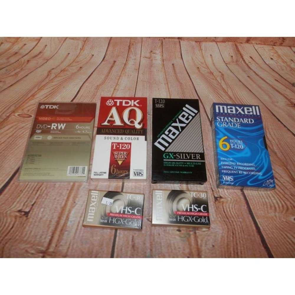 NEW Video Camera Cassette Tapes VHS DVD RW TDK Maxwell NEW & Sealed Lot 2429
